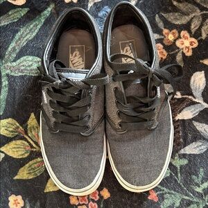 Vans Atwood Black Grey Herringbone Low-Top Canvas Sneakers